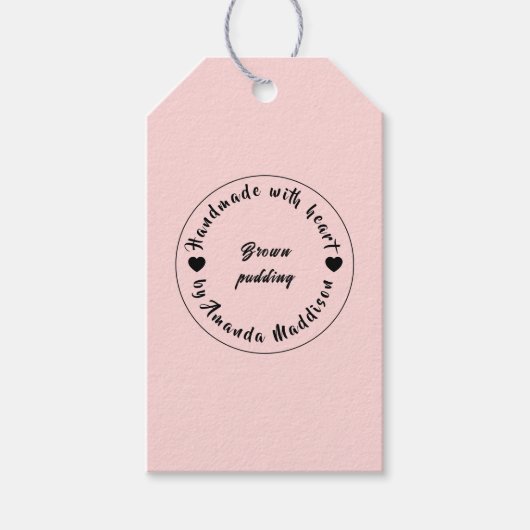 Mit Liebe hergestellt Cream Herz Design Geschenkanhänger (Vorderseite)