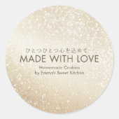 Mit Liebe Hergestellt Gold Glitter Minimalistische Runder Aufkleber (Vorderseite)