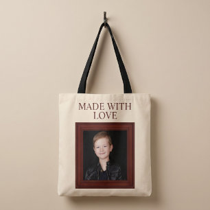 MIT LIEBE HERGESTELLT Personalisiertes Kinderfoto Tasche
