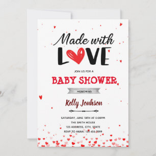 Mit Liebe hergestellte Babyparty mit Herz Einladung