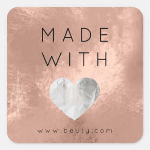 Mit Liebe Herz Rose Gold Web Name grau Quadratischer Aufkleber