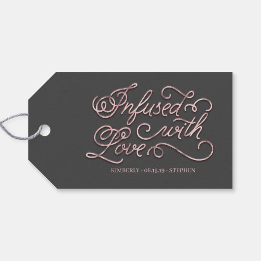 mit Liebe-Hochzeit infiziert Geschenkanhänger (Rückseite Horizontal)