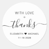 Mit Liebe Hochzeit vielen Dank Runder Aufkleber (Vorderseite)