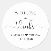 Mit Liebe Hochzeit vielen Dank Runder Aufkleber (Vorderseite)