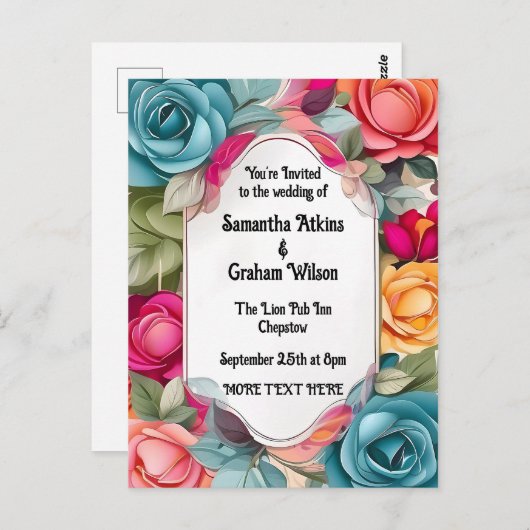 Mit Liebe in voller Blütezeit Einladung Postkarte (Vorne/Hinten)