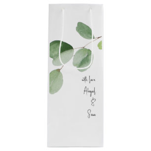 Mit Liebe, Individuelle Namen Eukalyptus Wedding Geschenktüte Für Weinflaschen