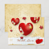 Mit Liebe, Karte mit hängenden Herzen (Vorne/Hinten)