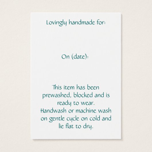 Mit Liebe Knitters Hang-Tag (Rückseite)