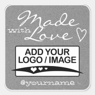 Mit Liebe Logo Template Papier grau Quadratischer Aufkleber