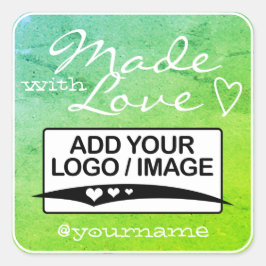 Mit Liebe Logo-Vorlage Aquamarin Green Aqua Ombre Quadratischer Aufkleber