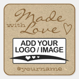 Mit Liebe Logo Vorlage Kraft Papier braun Quadratischer Aufkleber