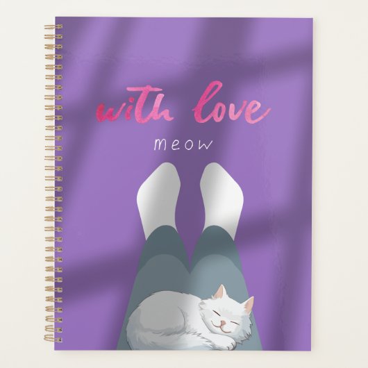 "Mit Liebe, Meow" Kuschelkatzen-Notizbuch Planer (Vorderseite)