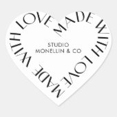 Mit Liebe Minimalistische Business Vielen Dank, da Herz-Aufkleber (Vorderseite)