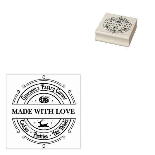 Mit Liebe Modernes Retro Rot Gummistempel (Stempel)