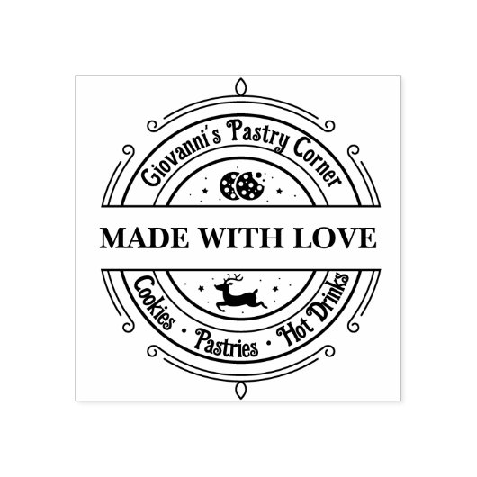 Mit Liebe Modernes Retro Rot Gummistempel (Prägung)