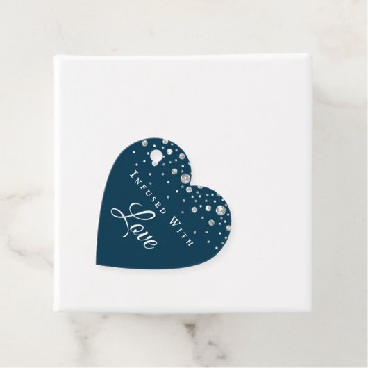 Mit Liebe Navy Blue Confetti Heart Wedding Geschenkanhänger (Beispiel)