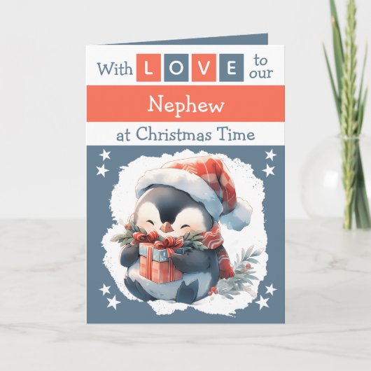 Mit Liebe Neffe Pinguin graue Weihnachten (Vorderseite)