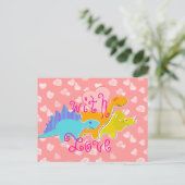 Mit Liebe Niedliche Dinosaurier Postkarte (Stehend Vorderseite)