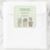 Mit Liebe Niedliche Kaktus Trio Trageschmuck gemac Quadratischer Aufkleber (Tasche)