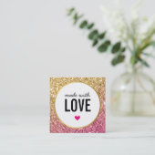 MIT LIEBE niedliche Verpackung Glitzer goldfarben Quadratische Visitenkarte (Stehend Vorderseite)