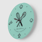 Mit Liebe Niedliches Backflüstern Aquamarin blau g Große Wanduhr (Winkel)