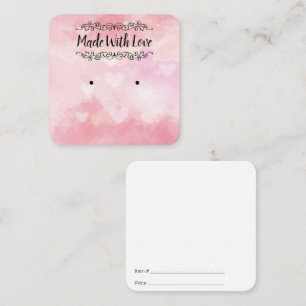 Mit Liebe-Ohrkarte, Wasserfarbenherzen Quadratische Visitenkarte