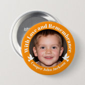 Mit Liebe orange zwei weiße Tauben Foto Erinnerung Button (Vorne & Hinten)