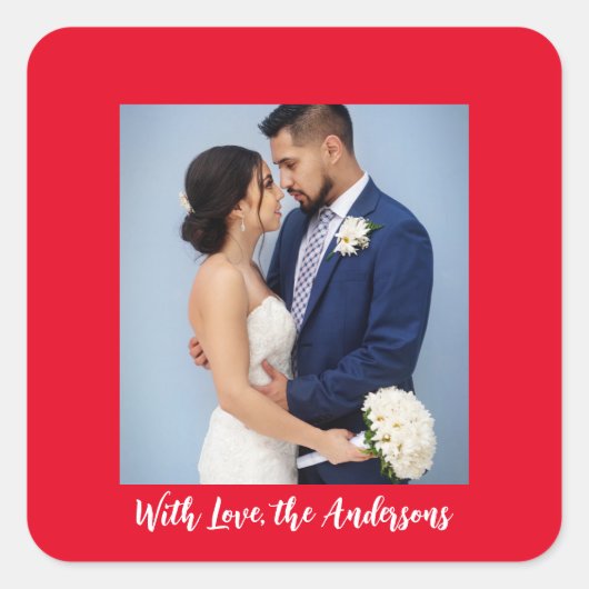 Mit Liebe Personalisiert Foto Square Sticker (Vorderseite)