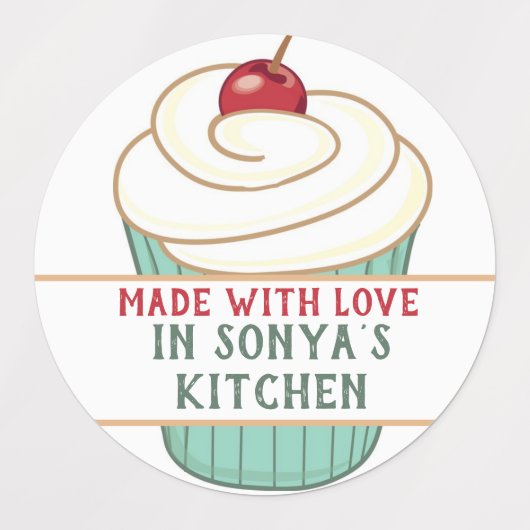 Mit Liebe Personalisiert gemacht Cupcake Etiketten (Design 2)