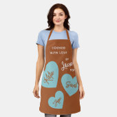 Mit Liebe Personalisiert weich Aquamarine Herzen g Schürze (Getragen)