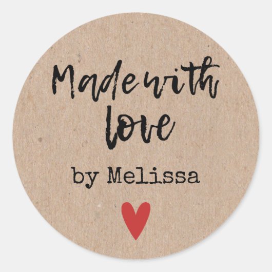 Mit Liebe Personalisierte Kraft Runder Aufkleber (Vorderseite)