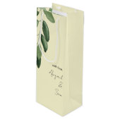 Mit Liebe Personalisierte Namen Gelbe Hochzeit Geschenktüte Für Weinflaschen (Vorderseite Schrägansicht)