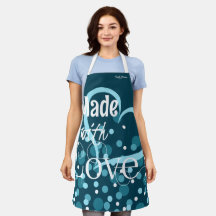 Mit Liebe Personalisierte Schürze in Dunkel Aquama