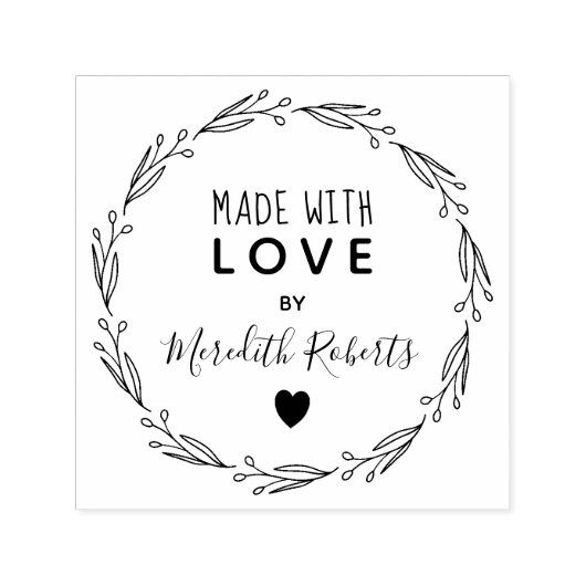 Mit Liebe Personalisierter botanischer Kranz Permastempel (Design)