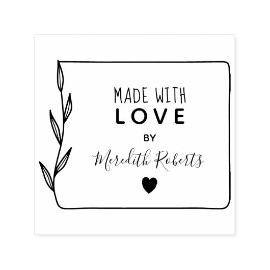 Mit Liebe Personalisierter botanischer Rahmen Permastempel (Design)