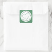 Mit Liebe Personalisiertes Herz Homemade Green Quadratischer Aufkleber (Tasche)