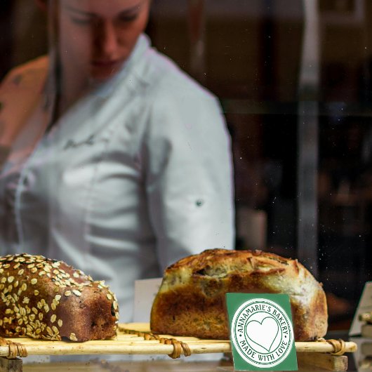 Mit Liebe Personalisiertes Herz Homemade Green Runder Aufkleber