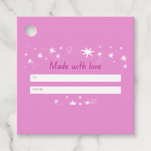 Mit Liebe pink & stars Geschenkanhänger (Vorderseite)