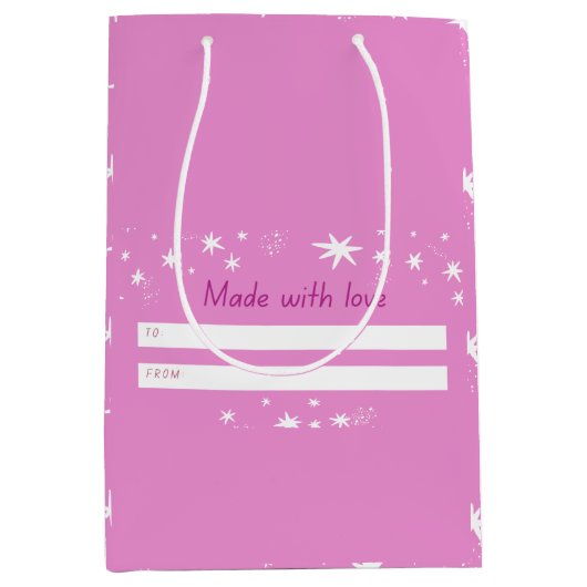 Mit Liebe pink & stars Mittlere Geschenktüte (Vorderseite)