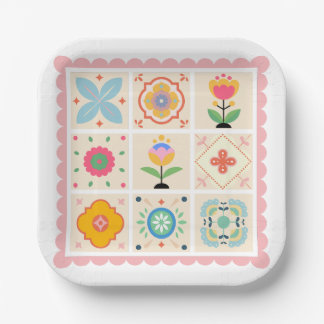 Mit Liebe Quiltende Babyparty Pappteller