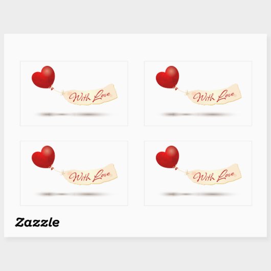 Mit Liebe Rechteckiger Aufkleber (Blatt)