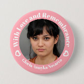 Mit Liebe rosa zwei weiße Herzen Foto Erinnerung Button (Vorderseite)