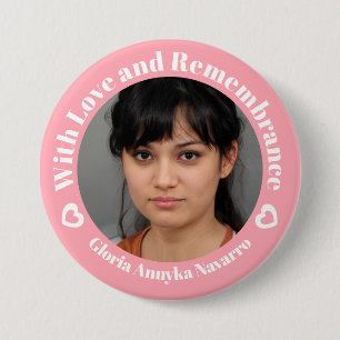 Mit Liebe rosa zwei weiße Herzen Foto Erinnerung Button