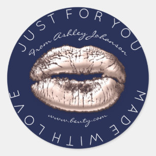 Mit Liebe Rose Kiss Pink Navy Makeup Lips Runder Aufkleber
