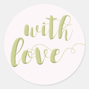 Mit Liebe, Sage Script Typografy Round Sticker