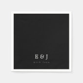 Mit Liebe Schwarz & Weiß-Elegant-Monogramm-Hochzei Serviette (Vorderseite)