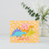 Mit Liebe Sweet Hearts Dinosaurier Postkarte (Stehend Vorderseite)