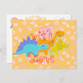 Mit Liebe Sweet Hearts Dinosaurier Postkarte (Vorne/Hinten)