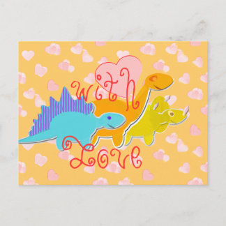 Mit Liebe Sweet Hearts Dinosaurier Postkarte