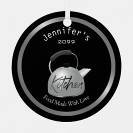 Mit Liebe Teekanne hergestellte Speisen Weihnachts Ornament Aus Metall